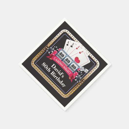 Serviette En Papier 80e Poker carte de jeu Casino Anniversaire serviet (Coin)