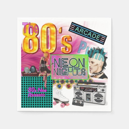 Serviette En Papier 80s Collage Cocktail Napkin (Devant)