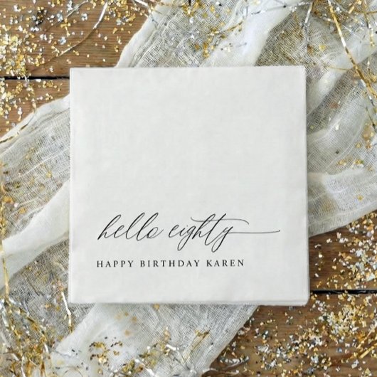Serviette En Papier 80th Birthday Party Hello 80 Modern Milestone