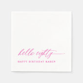 Serviette En Papier 80th Birthday Party Pink Hello 80 Modern Elegant (Devant)