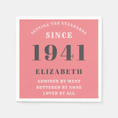 Serviette En Papier 80th Birthday Standards Born 1941 Pink Ajouter un  (Devant)