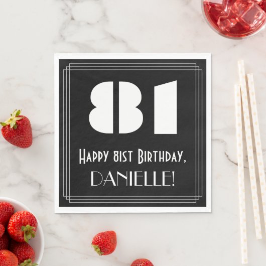 Serviette En Papier 81e anniversaire : Art Déco Inspiré Look "81" + No (En situation)