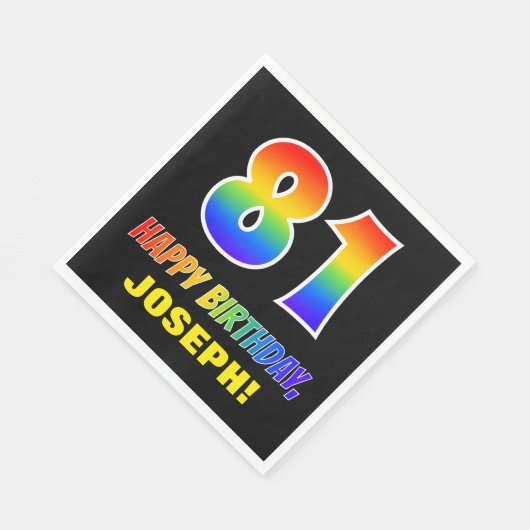 Serviette En Papier 81e anniversaire : Bold, amusant, simple, arc-en-c (Coin)