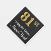 Serviette En Papier 81e anniversaire ~ Elégant Luxueux Faux Gold Look (Coin)