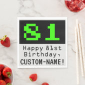 Serviette En Papier 81e anniversaire - Nerdy / Geeky Style "81" & Nom (En situation)