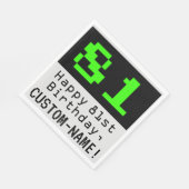 Serviette En Papier 81e anniversaire - Nerdy / Geeky Style "81" & Nom (Coin)