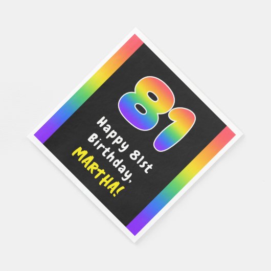 Serviette En Papier 81e anniversaire : Rainbow Spectrum # 81, Nom pers (Coin)