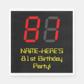 Serviette En Papier 81e anniversaire : Rouge Digital Clock Style "81"  (Devant)