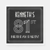 Serviette En Papier 81e fête d'anniversaire : Style Art Déco + Nom per (Devant)