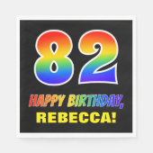 Serviette En Papier 82e anniversaire : Bold, amusant, simple, arc-en-c (Devant)