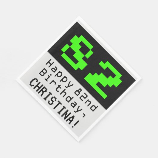 Serviette En Papier 82e anniversaire - Nerdy / Geeky Style "82" & Nom (Coin)