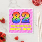 Serviette En Papier 82e anniversaire : Pink Stripes & Hearts, Arc en c (En situation)