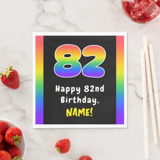 Serviette En Papier 82e anniversaire : Rainbow Spectrum # 82, Nom pers (En situation)