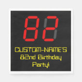 Serviette En Papier 82e anniversaire : Rouge Digital Clock Style "82" (Devant)