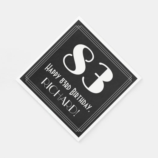 Serviette En Papier 83e anniversaire ~ Art Déco Inspiré Look "83", Nom (Coin)