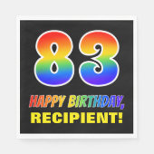 Serviette En Papier 83e anniversaire : Bold, amusant, simple, arc-en-c (Devant)