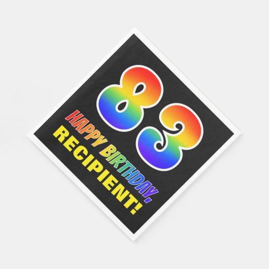 Serviette En Papier 83e anniversaire : Bold, amusant, simple, arc-en-c (Coin)