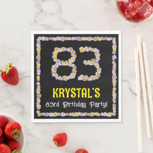 Serviette En Papier 83e anniversaire : Floral Flowers Numéro, Nom pers