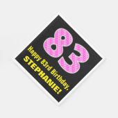 Serviette En Papier 83e anniversaire : Pink Stripes and Hearts "83" + (Coin)