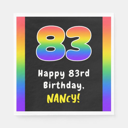 Serviette En Papier 83e anniversaire : Rainbow Spectrum # 83, Nom pers (Devant)