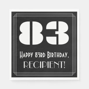 Serviette En Papier 83ème anniversaire : Art Déco Inspiré Look "83" + 