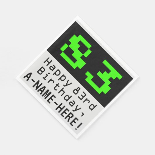 Serviette En Papier 83ème anniversaire - Nerdy / Geeky Style "83" & No (Coin)