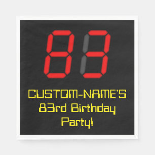Serviette En Papier 83ème anniversaire : Rouge Digital Clock Style "83