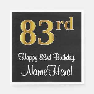 Serviette En Papier 83rd Birthday— Elegant Luxurious Faux Gold Look #