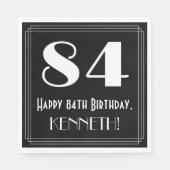 Serviette En Papier 84e anniversaire ~ Art Déco Inspiré Look "84", Nom (Devant)