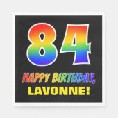 Serviette En Papier 84e anniversaire : Bold, amusant, simple, arc-en-c (Devant)