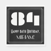 Serviette En Papier 84ème anniversaire : Art Déco Inspiré Look "84" + (Devant)
