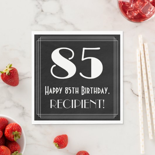 Serviette En Papier 85e anniversaire ~ Art Déco Inspiré Look "85", Nom (En situation)