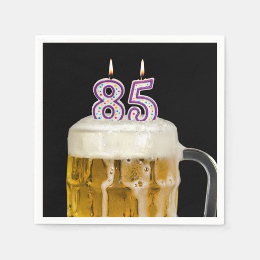 Serviette En Papier 85e anniversaire Bière en noir (Devant)