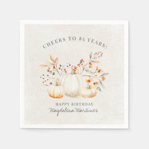 Serviette En Papier 85e anniversaire blanc Citrouille automne Leaves p
