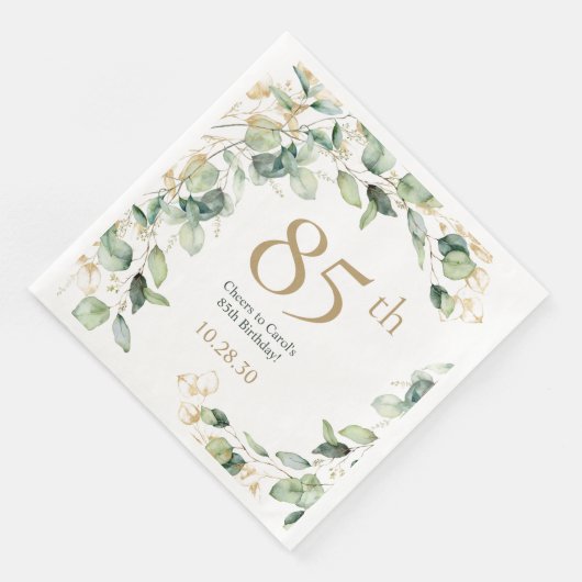 Serviette En Papier 85e anniversaire Eucalyptus (Coin)