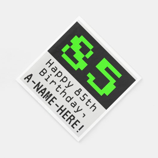 Serviette En Papier 85e anniversaire - Nerdy / Geeky Style "85" & Nom (Coin)