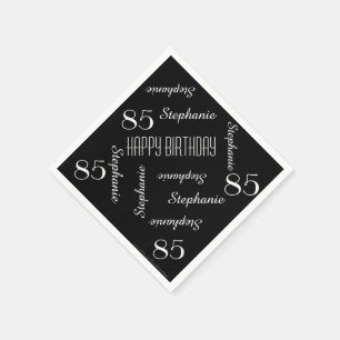 Serviette En Papier 85e anniversaire Nom du parti Livre noir et blanc