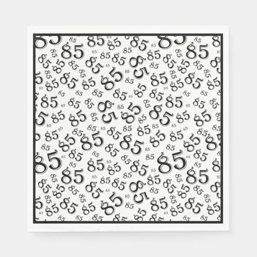 Serviette En Papier 85e anniversaire Numéro de fête Motif noir/blanc (Devant)