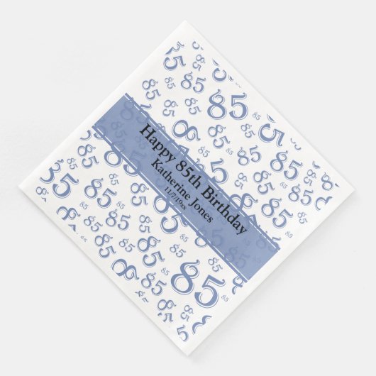 Serviette En Papier 85e anniversaire Random Number Motif Bleu/Blanc (Coin)