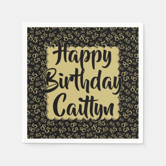 Serviette En Papier 85e anniversaire Random Number Motif Gold/Black (Devant)