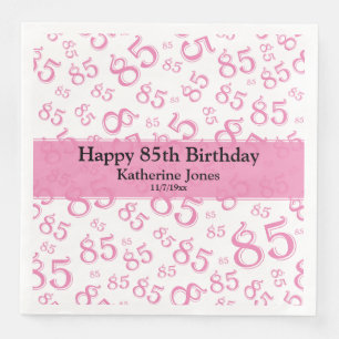 Serviette En Papier 85e anniversaire Random Number Motif rose/blanc