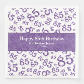 Serviette En Papier 85e anniversaire Random Number Motif violet/blanc (Devant)
