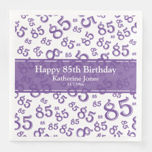 Serviette En Papier 85e anniversaire Random Number Motif violet/blanc