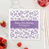 Serviette En Papier 85e anniversaire Random Number Motif violet/blanc (En situation)