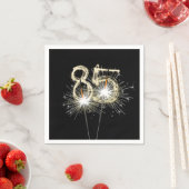 Serviette En Papier 85e anniversaire Sparklers de fête sur noir (En situation)