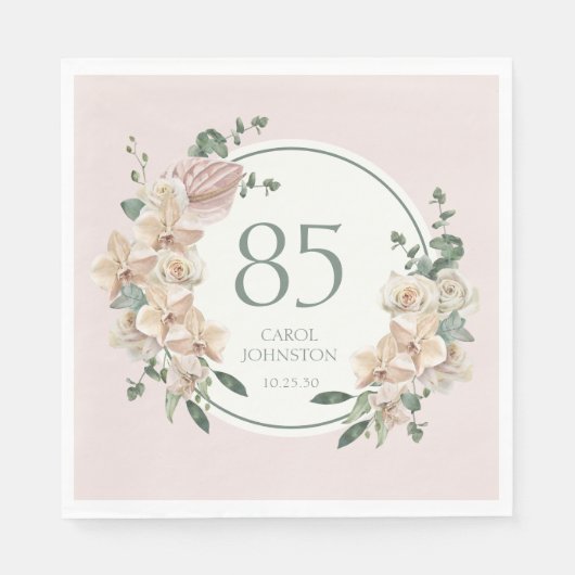 Serviette En Papier 85e anniversaire Tropical Floral (Devant)