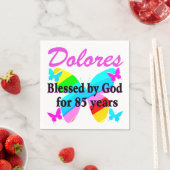 SERVIETTE EN PAPIER 85E BÉNÉFICIÉ PAR DIEU PERSONNALISÉ NAPKINS D'ANNI (En situation)