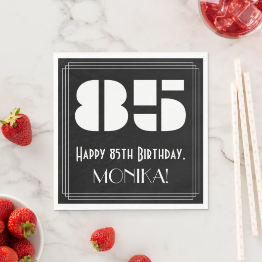 Serviette En Papier 85ème anniversaire : Art Déco Inspiré Look "85" +  (En situation)
