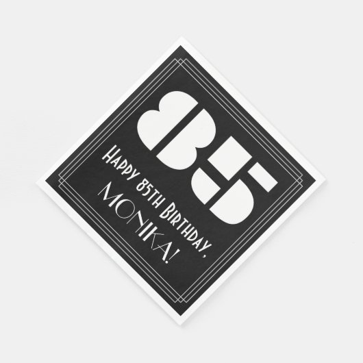 Serviette En Papier 85ème anniversaire : Art Déco Inspiré Look "85" + (Coin)