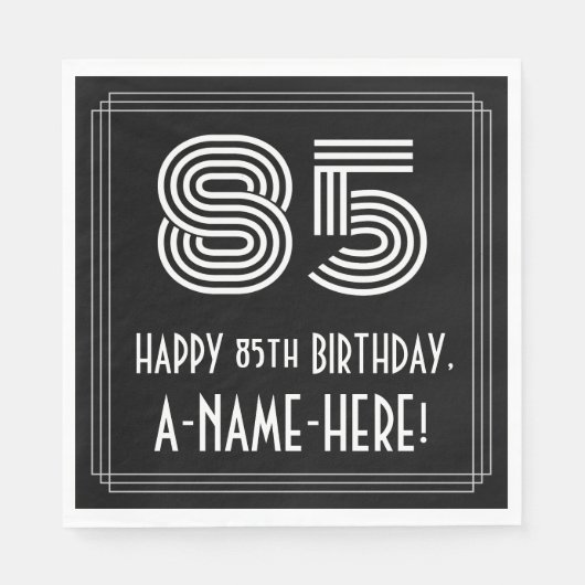 Serviette En Papier 85ème anniversaire : Art Déco Inspiré Look "85" +  (Devant)